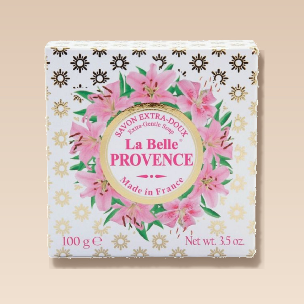 Круглое мыло с лилией в картонной коробке La belle Provence 100 гр