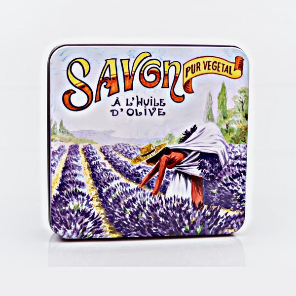 Набор мыла, 4 штуки в металлической коробке Сбор лаванды 400 гр.