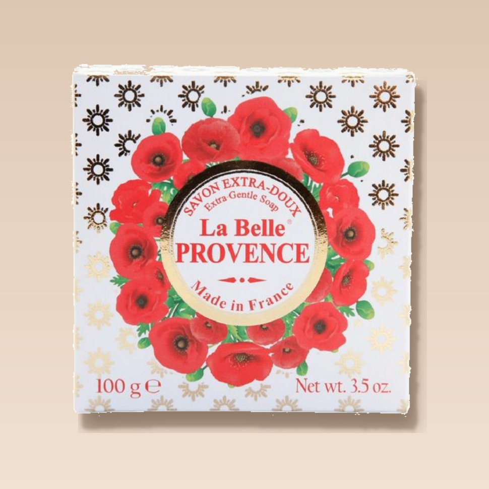 Круглое мыло с маком в картонной коробке La belle Provence 100 гр