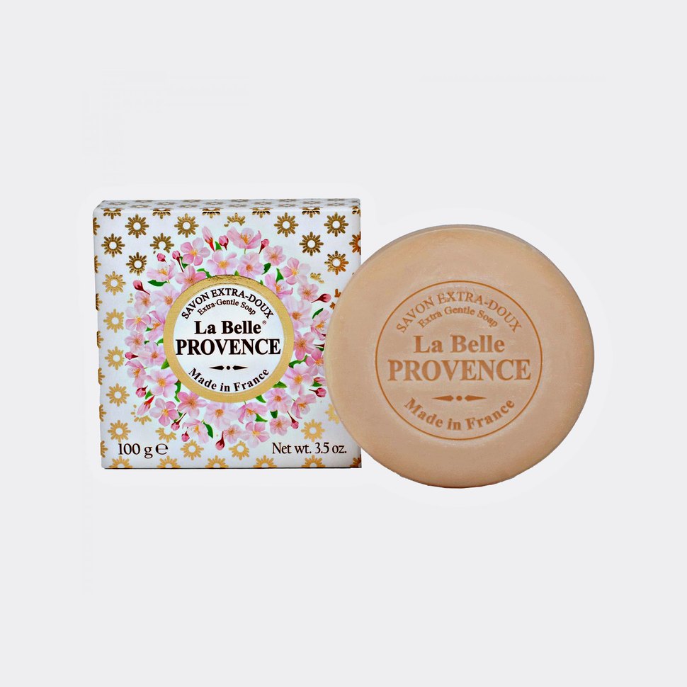 Круглое мыло с миндалем в картонной коробке La belle Provence 100 гр