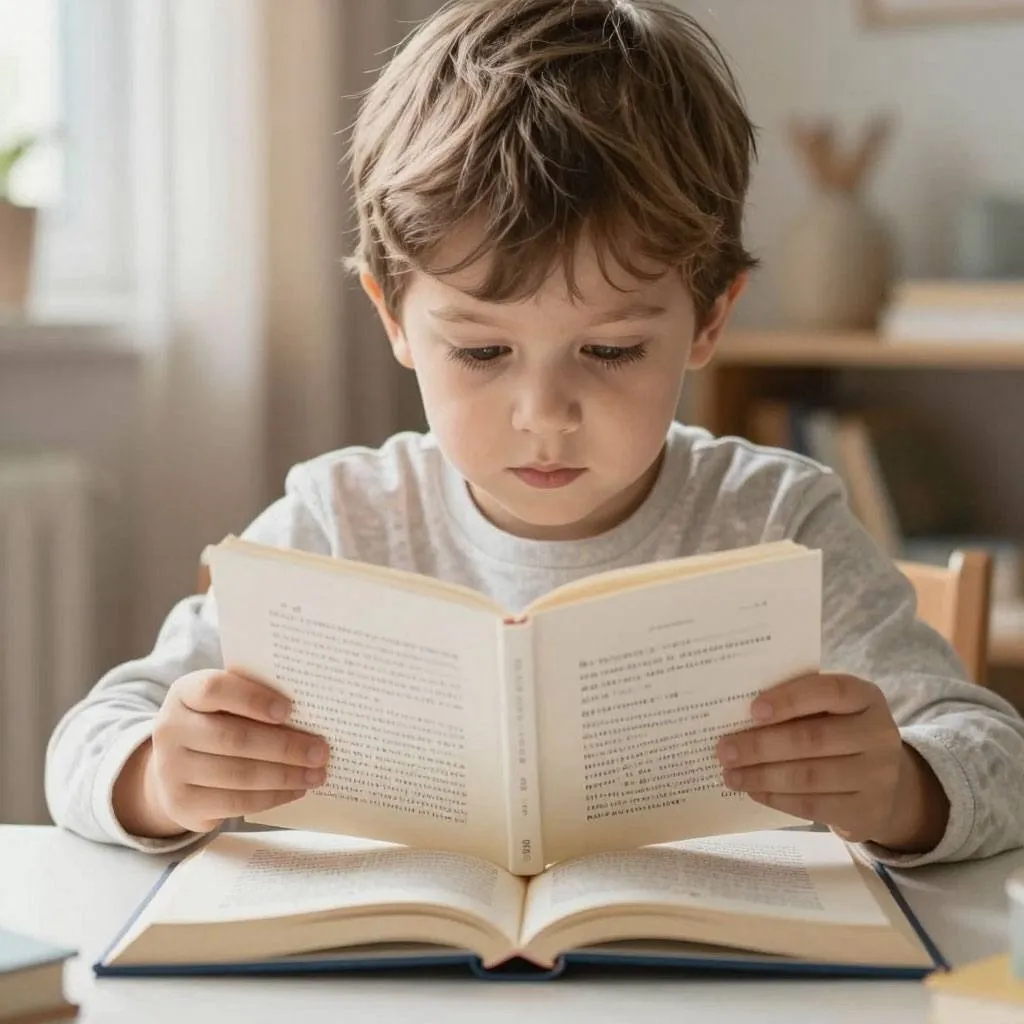 Ребенок расстроенно сидит над книгой со стихами, рядом родитель пытается помочь