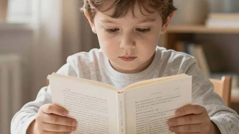 Ребенок расстроенно сидит над книгой со стихами, рядом родитель пытается помочь