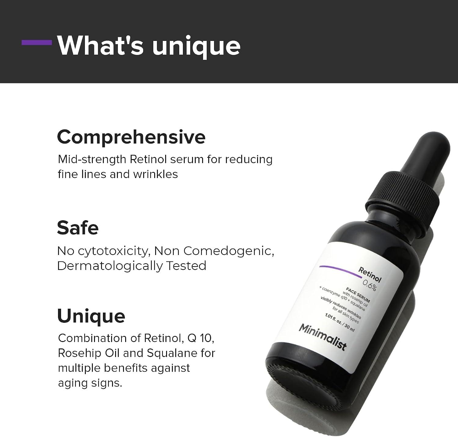 Vedashi Herbals Minimalist сыворотка с ретинолом 0,6%, 30 мл, против старения, уменьшает мелкие морщины — Minimalist | Фото 4