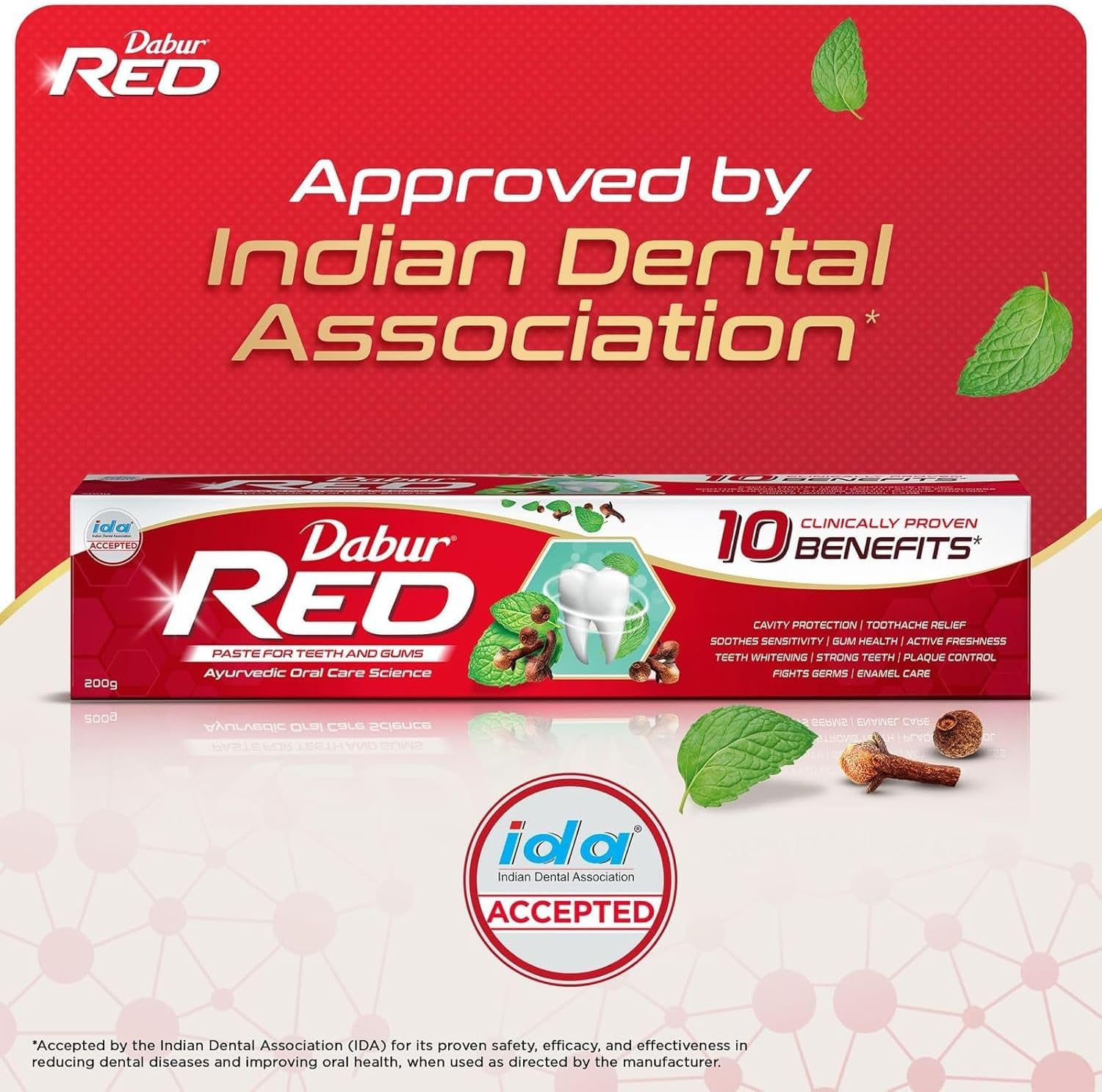 Dabur Dabur Red Paste, зубная паста №1 в Индии, аюрведическая, от налёта, зубной боли и жёлтых зубов Стоматологическая помощь - Изображение 6