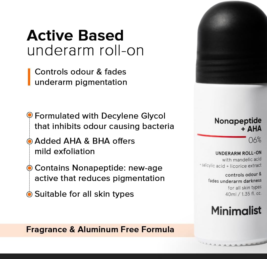 Vedashi Herbals Minimalist, роликовый дезодорант для подмышек с нонапептидом + AHA BHA 0,6% | 40 мл — Minimalist | Фото 3