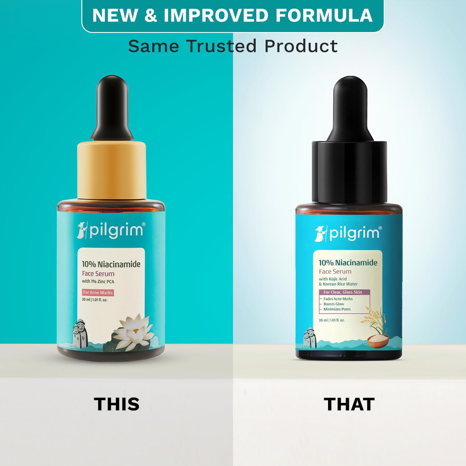Pilgrim Pilgrim, сыворотка для лица с ниацинамидом 10% от следов акне, с корейской рисовой водой — 30 мл Сыворотки и процедуры - Изображение 3