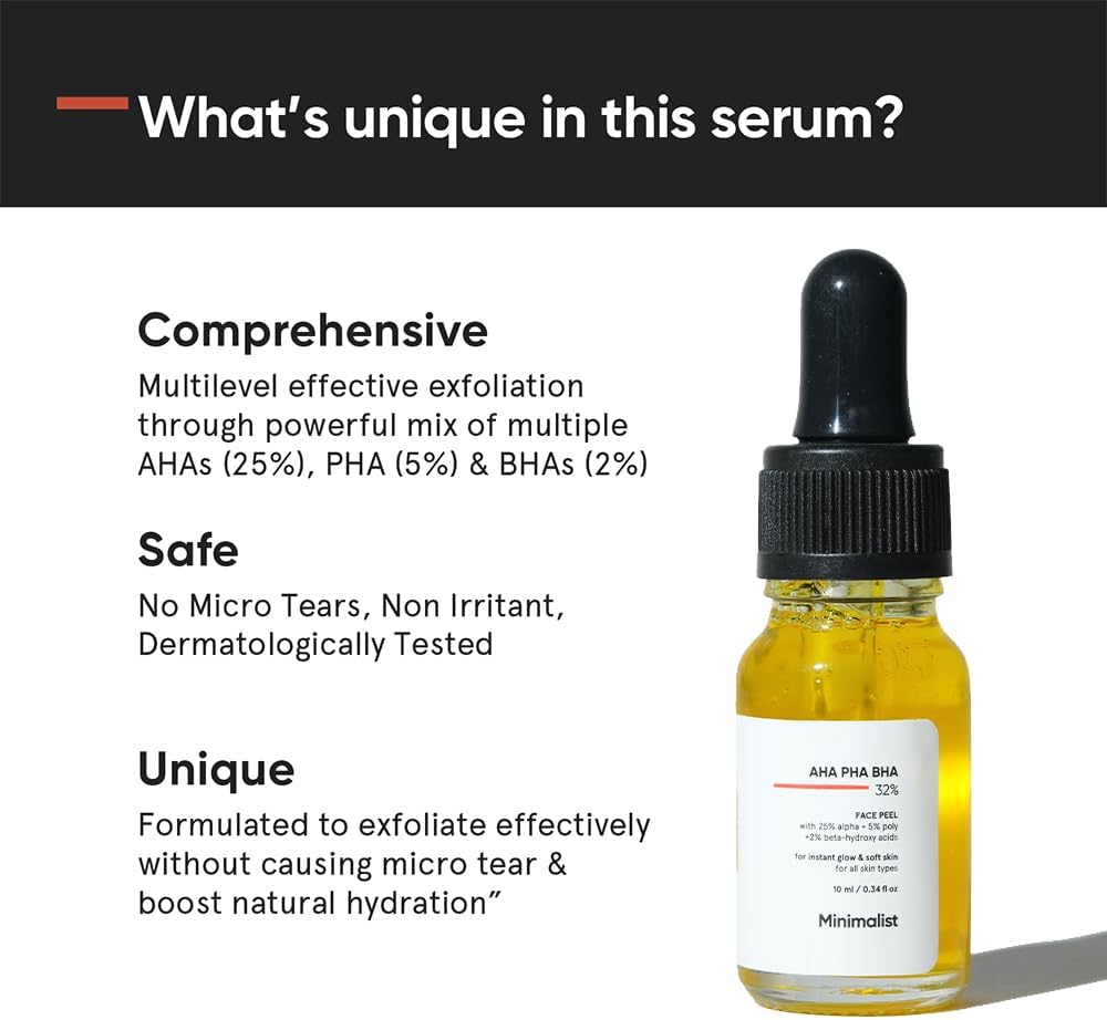 Vedashi Herbals Minimalist, пилинг-сыворотка 25% AHA + 2% BHA + 5% PHA для сияющей кожи, гладкой текстуры | 10 мл — Minimalist | Фото 9