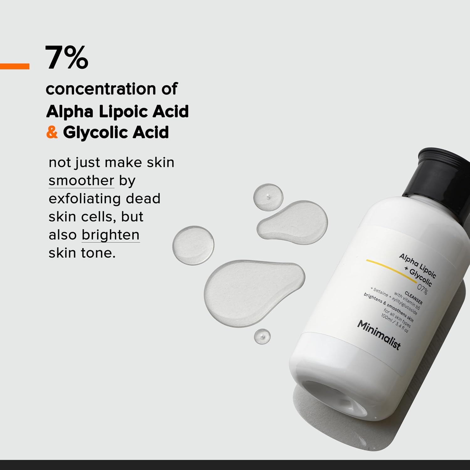 Vedashi Herbals Minimalist, осветляющее средство для умывания с 7% ALA и гликолевой кислотой | 100 мл — Minimalist | Фото 6