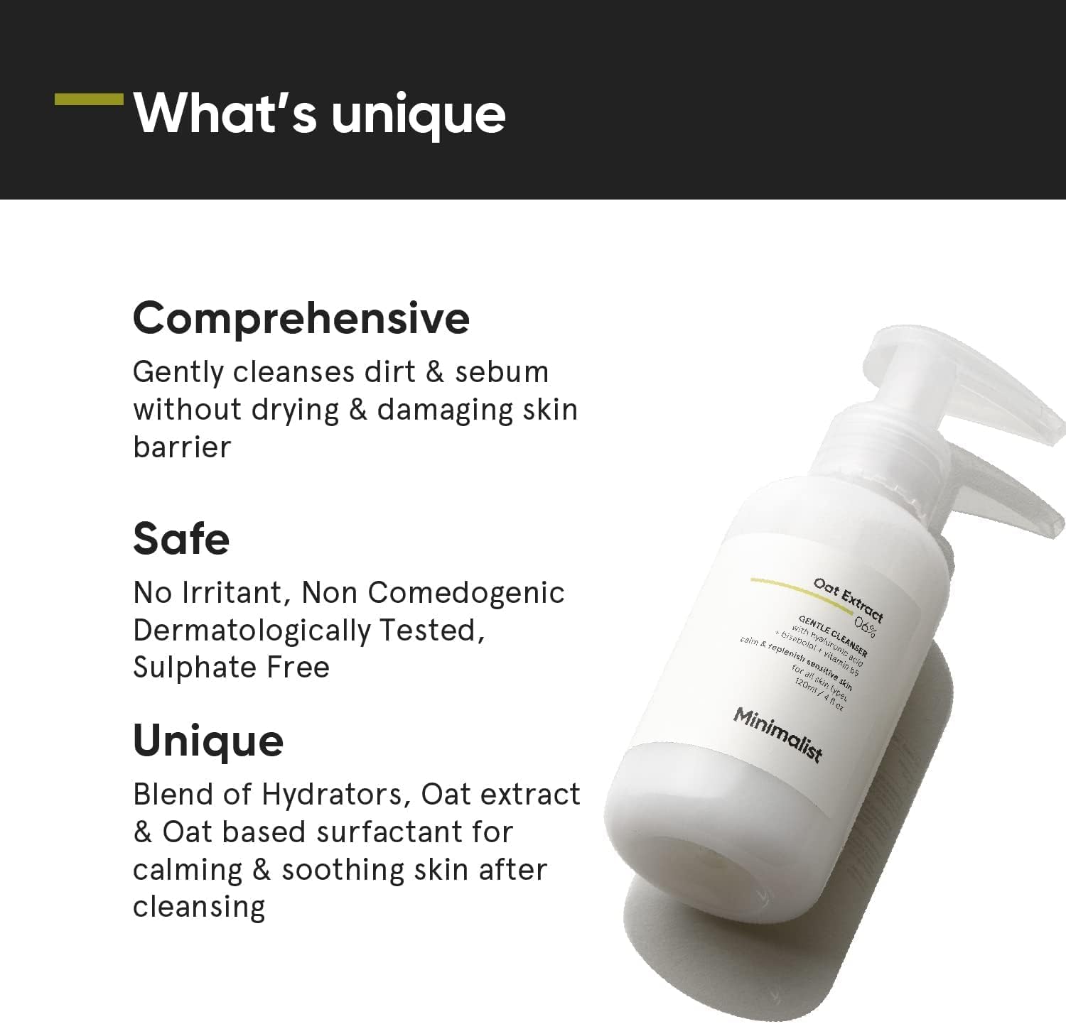 Vedashi Herbals Minimalist средство для умывания с B12, 6% овсяным экстрактом и гиалуроновой кислотой, 120 мл — Minimalist | Фото 4