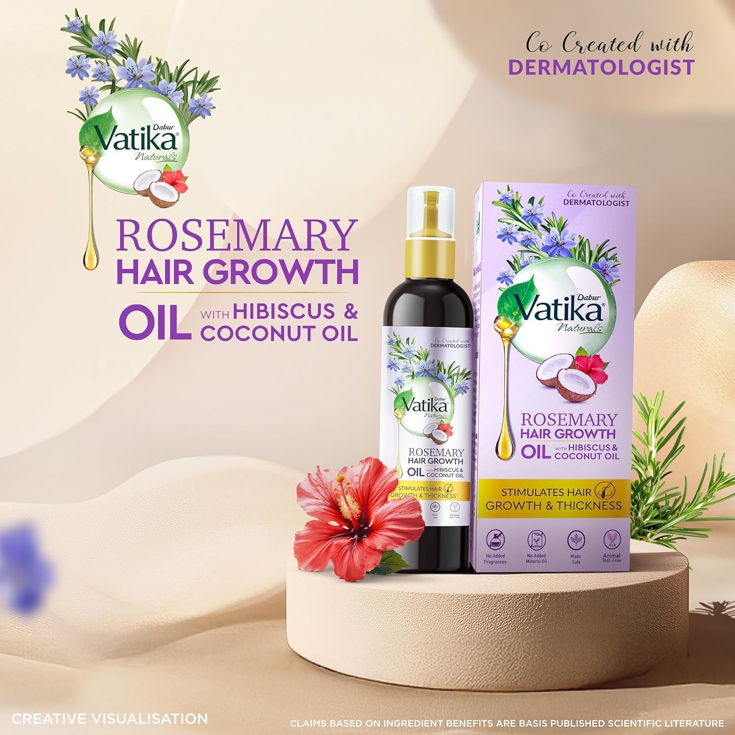 Vedashi Herbals DABUR Vatika, масло для роста волос с розмарином, гибискусом и кокосовым маслом — 100 мл — Dabur | Фото 3