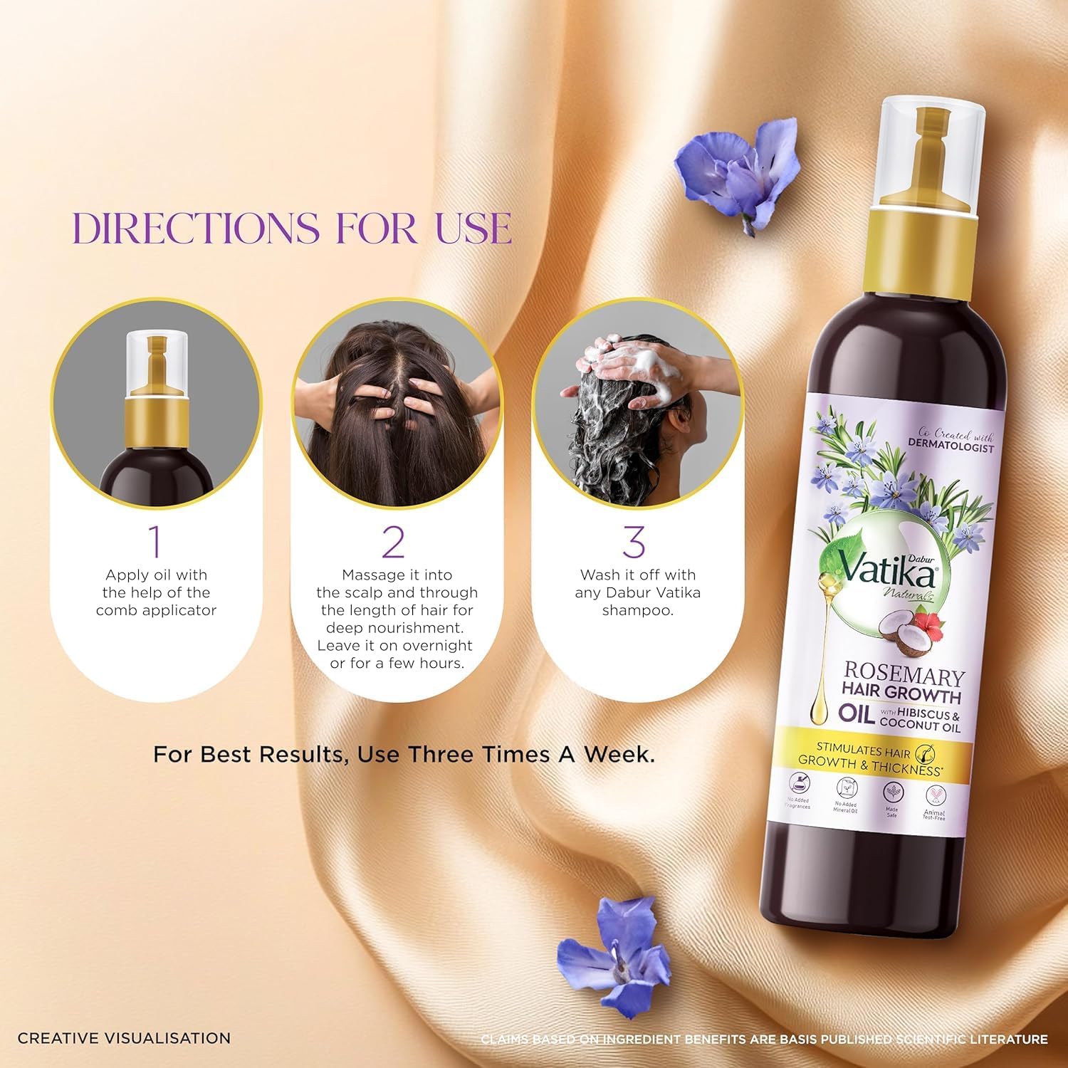 Vedashi Herbals DABUR Vatika, масло для роста волос с розмарином, гибискусом и кокосовым маслом — 100 мл — Dabur | Фото 5