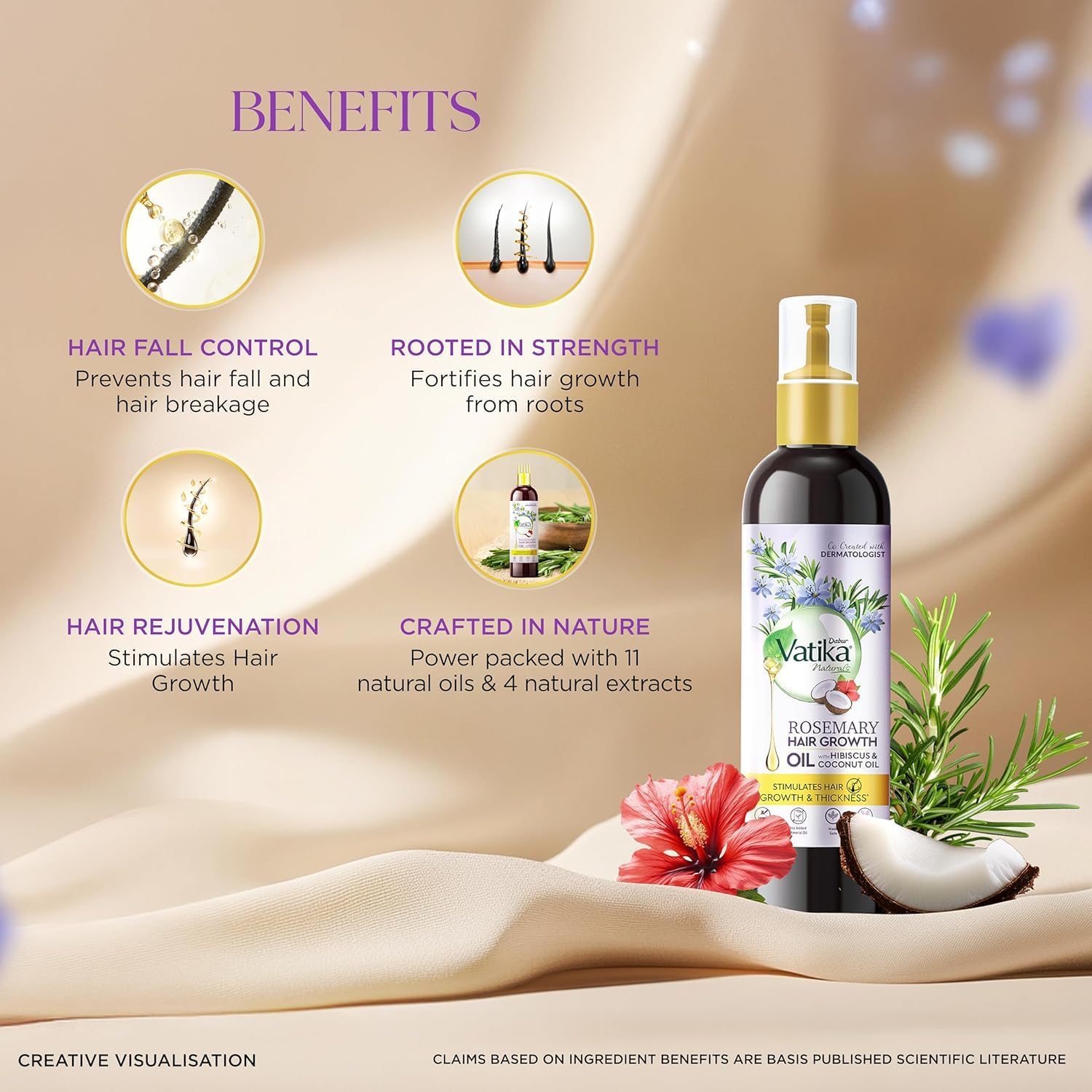 Vedashi Herbals DABUR Vatika, масло для роста волос с розмарином, гибискусом и кокосовым маслом — 100 мл — Dabur | Фото 6