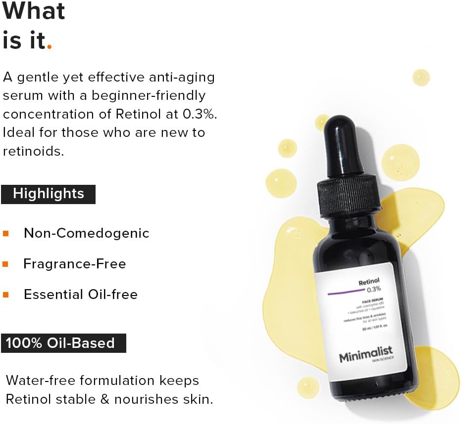 Vedashi Herbals Minimalist, антивозрастная ночная сыворотка с ретинолом 0,3% и Q10 | 30 мл — Minimalist | Фото 5