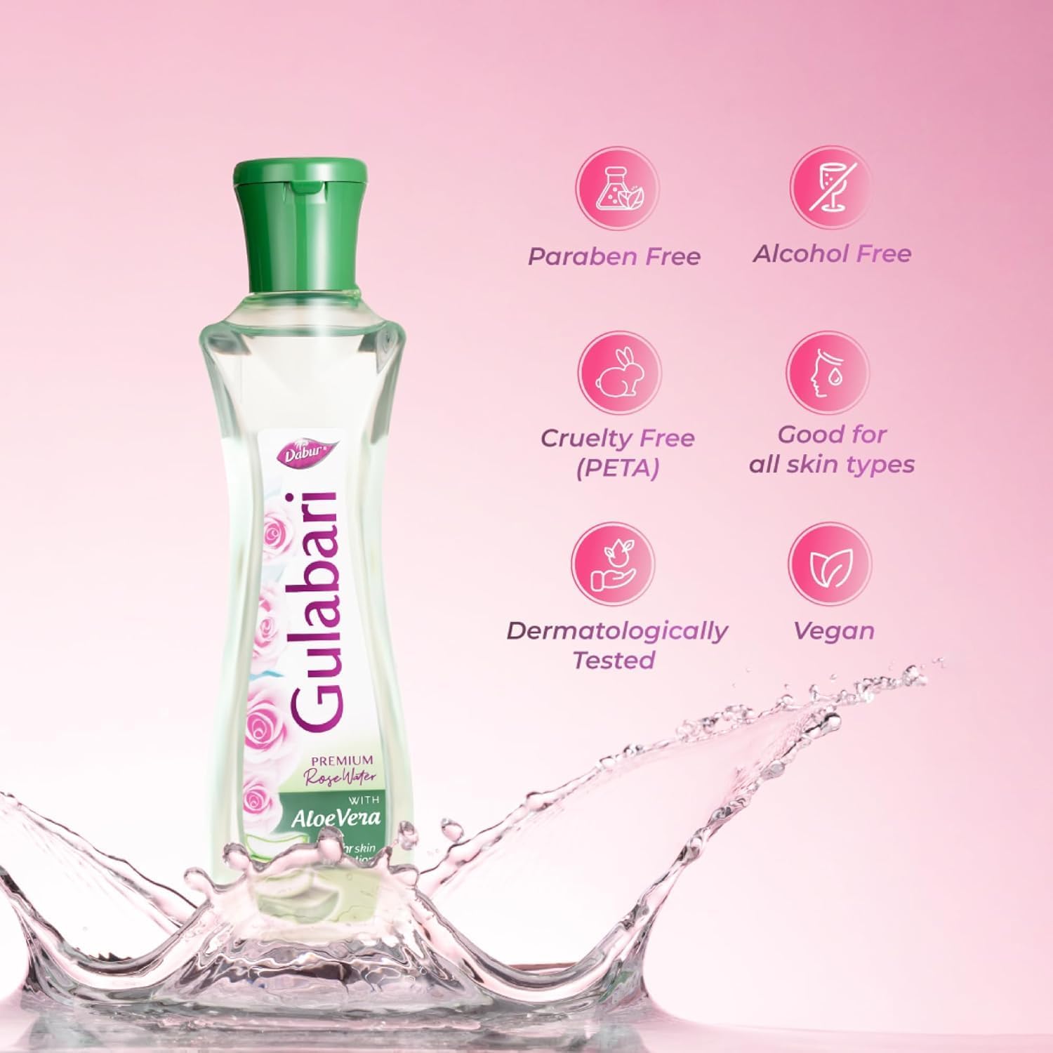 Dabur Dabur Gulabari, премиальная розовая вода с алоэ вера — 400 мл Очищающие средства и средства для умывания лица - Изображение 5