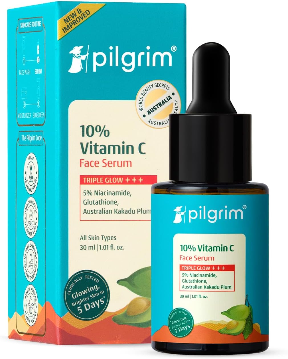 Pilgrim Pilgrim сыворотка с витамином C 10%, 30 мл, с ниацинамидом 5%, гиалуроновой и гликолевой кислотами Сыворотки и процедуры - Изображение 2