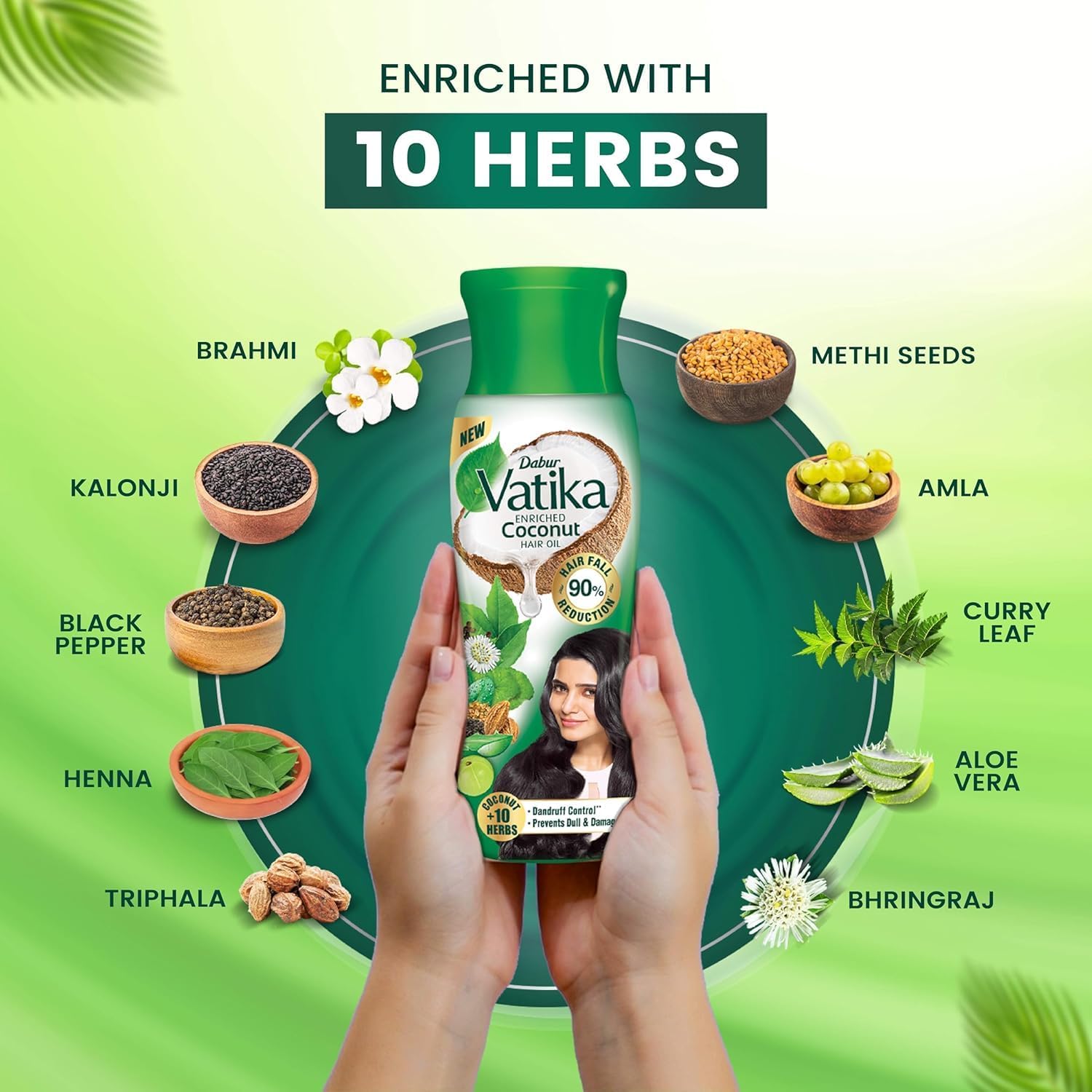 Vedashi Herbals Dabur Vatika, обогащённое кокосовое масло для волос — 405 мл — Dabur | Фото 6