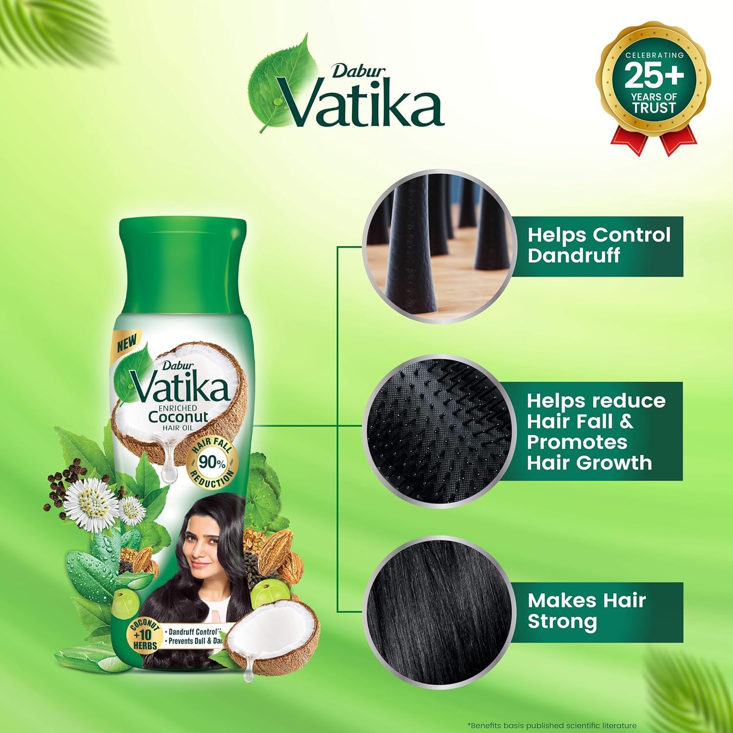 Vedashi Herbals Dabur Vatika, обогащённое кокосовое масло для волос — 405 мл — Dabur | Фото 5