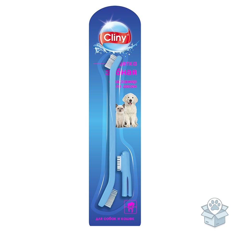 Экопром: Cliny Зубная щетка, с массажером для десен, для собак и кошек