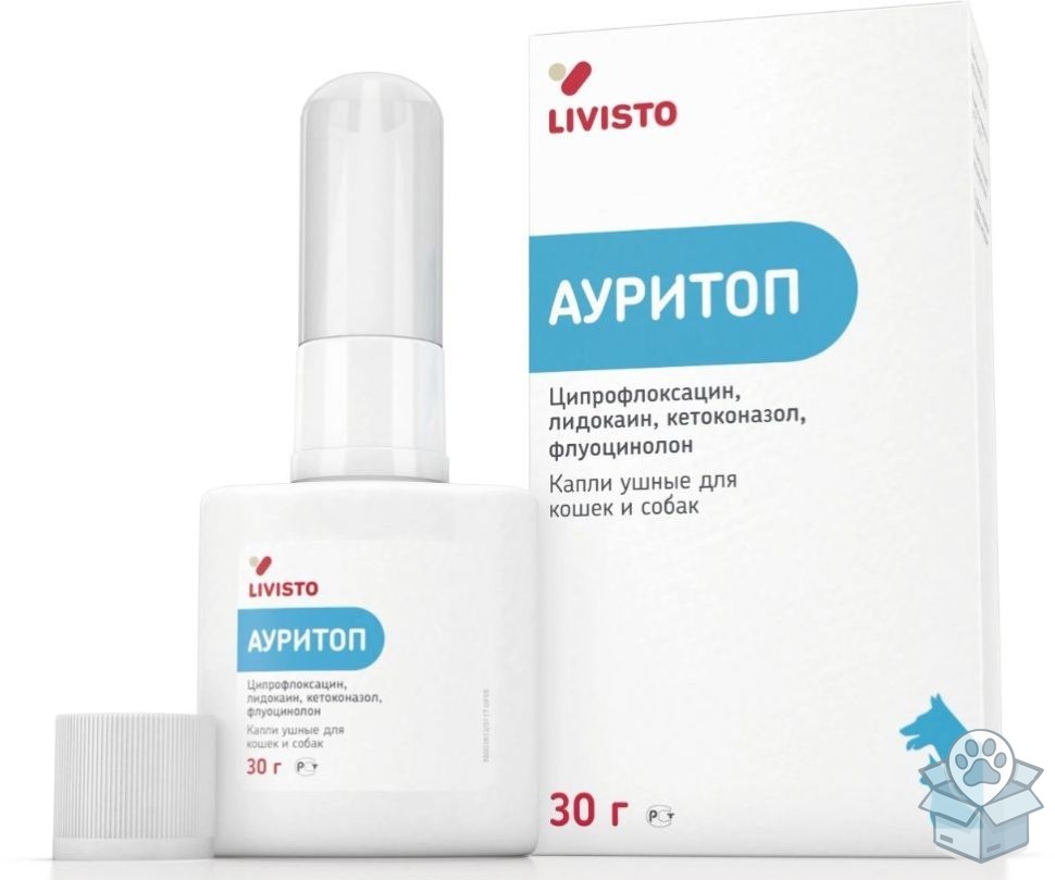 Livisto: Ауритоп, капли ушные для собак и кошек, р-р 30 мл.