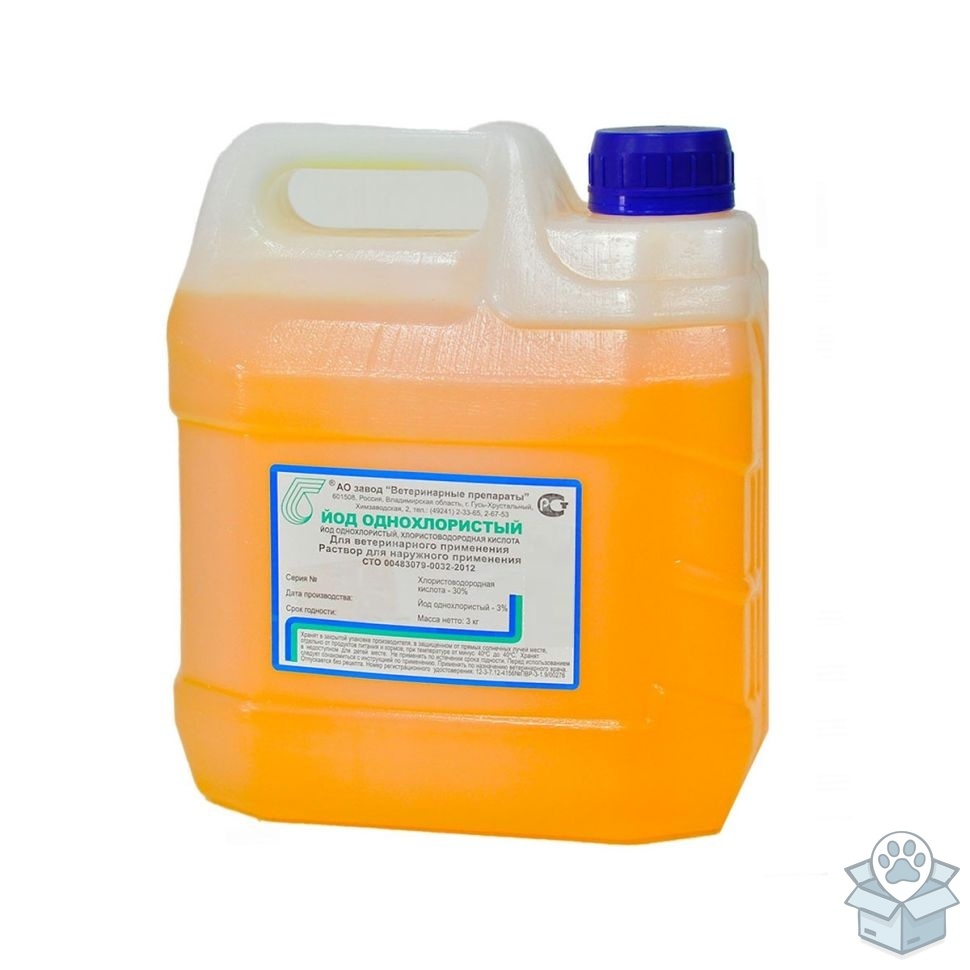 Завод Ветеринарные препараты: Йод однохлористый, канистра, 3 л