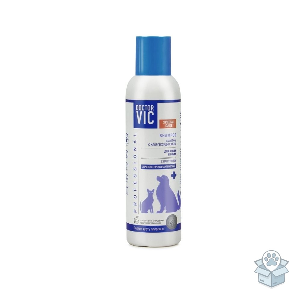 ВИК: Шампунь "DOCTOR VIC" с хлоргексидином 4 %, для кошек и собак, 150 мл