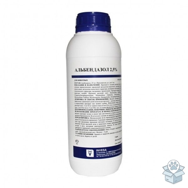 INVESA: Альбендазол, суспензия 2,5 %, 1 л
