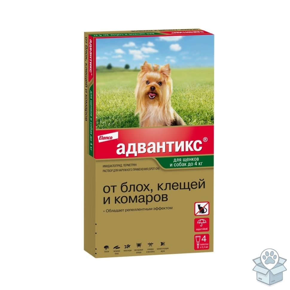 Elanco: Адвантикс, для собак до 4 кг, 4 пип./уп