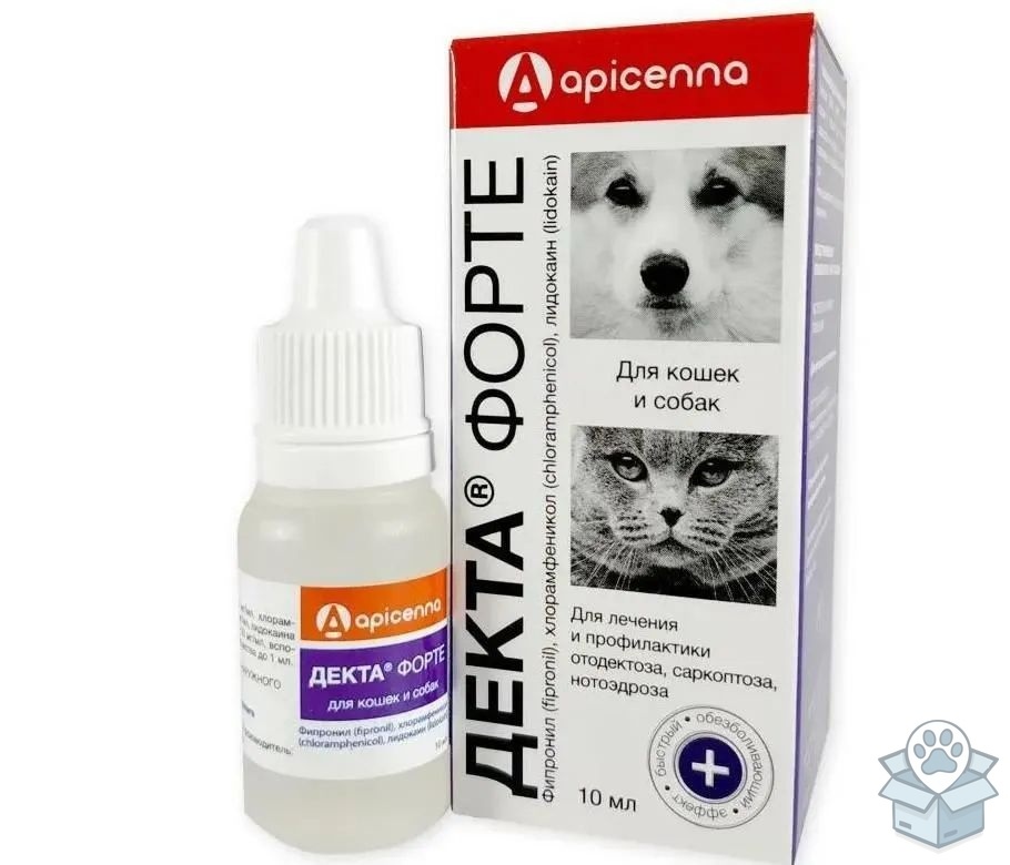 Apicenna: Декта форте, капли ушные для собак и кошек, 10 мл