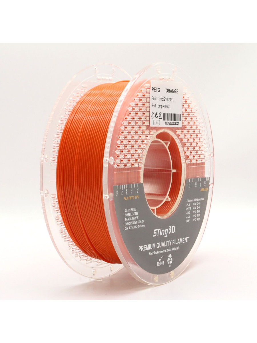 PETG пластик Sting3D для 3д принтера, оранжевый,1,75 мм, 1 кг — фото 9