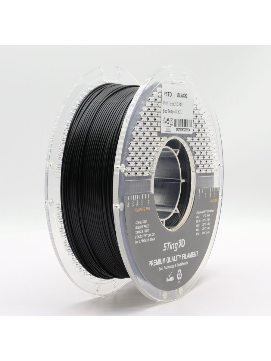 PETG пластик Sting3D для 3д принтера, черный, 1,75 мм, 1 кг — фото 7