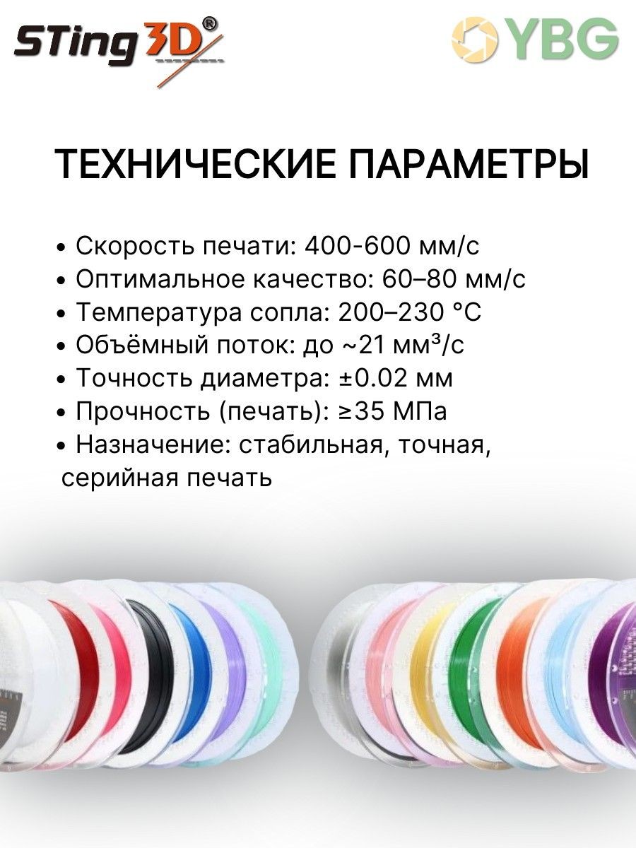 PLA-Hyper пластик Sting3D для 3D-принтера, чёрный, 1 кг — фото 8