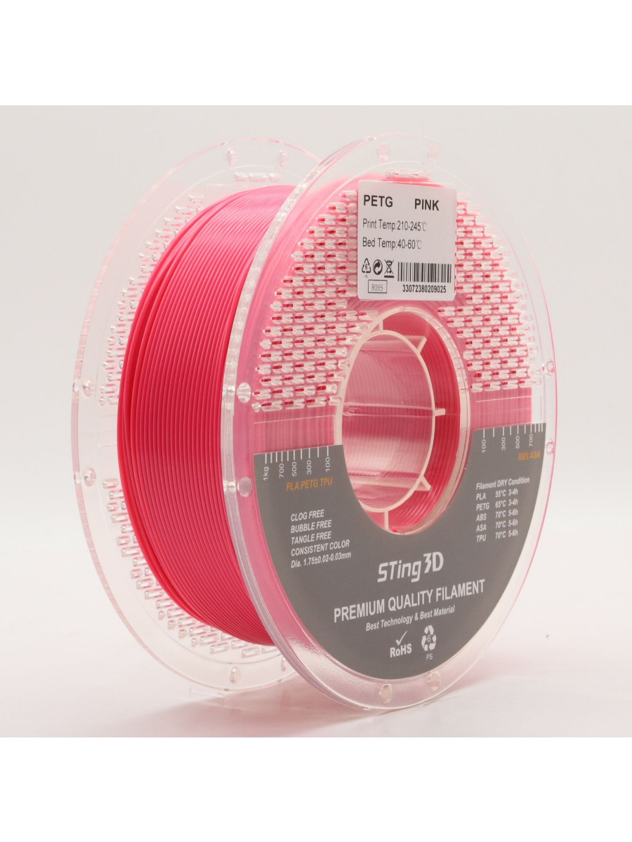 PETG пластик Sting3D для 3д принтера, розовый, 1,75 мм, 1 кг — фото 8