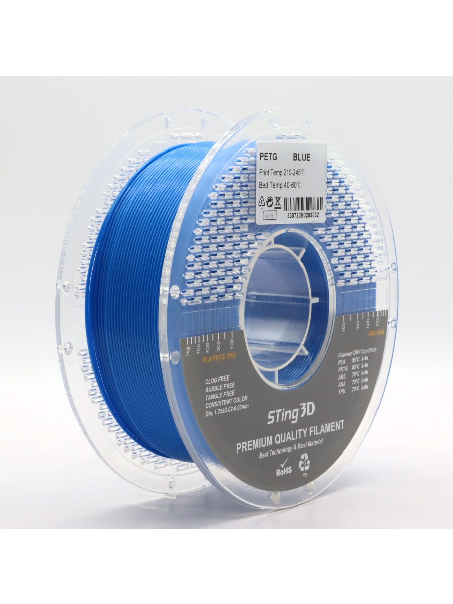 PETG пластик Sting3D для 3д принтера, синий, 1,75 мм, 1 кг — фото 2