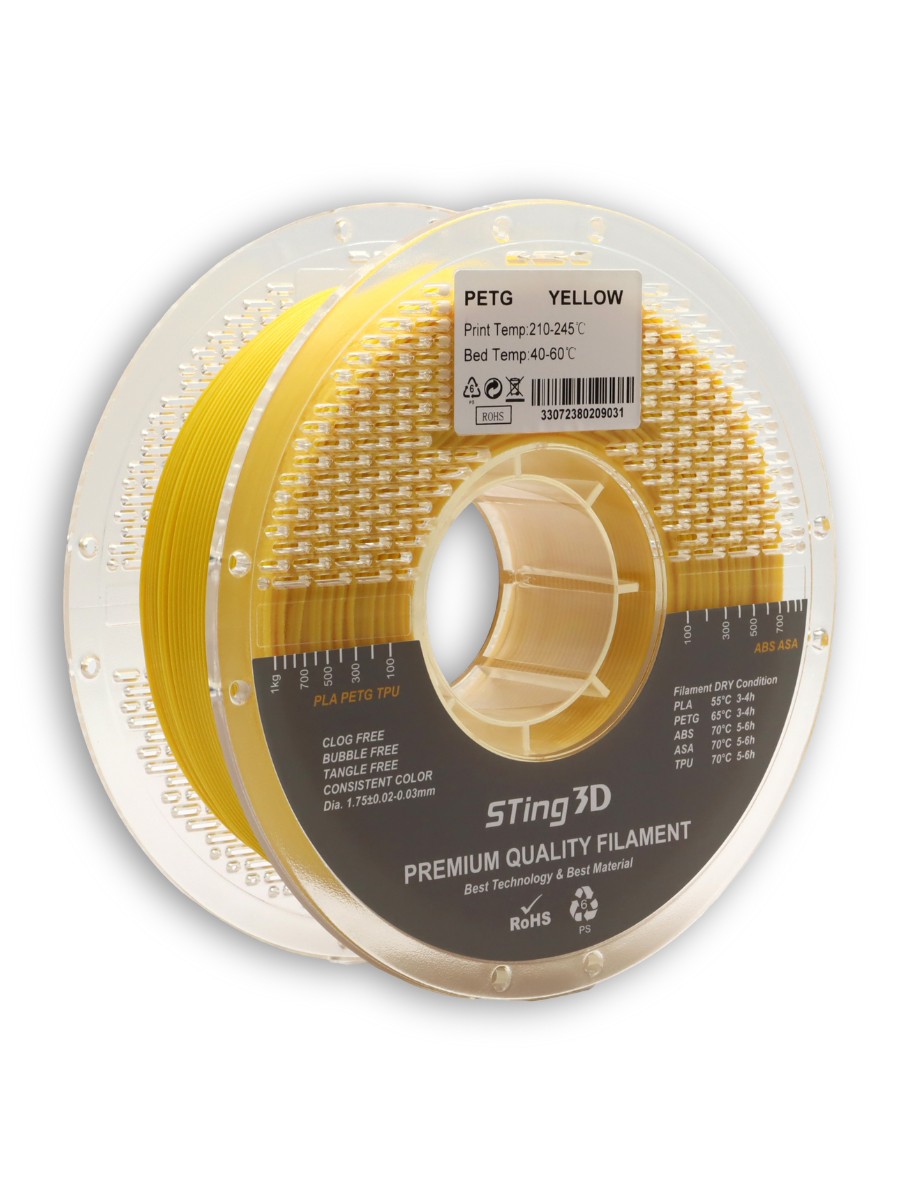 PETG пластик Sting3D для 3д принтера, желтый, 1,75 мм, 1 кг — фото 3