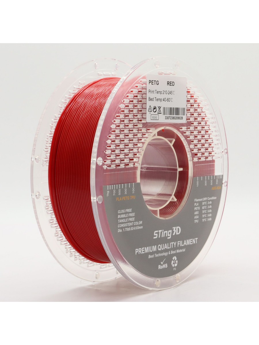 PETG пластик Sting3D для 3д принтера, красный, 1,75 мм, 1 кг — фото 10
