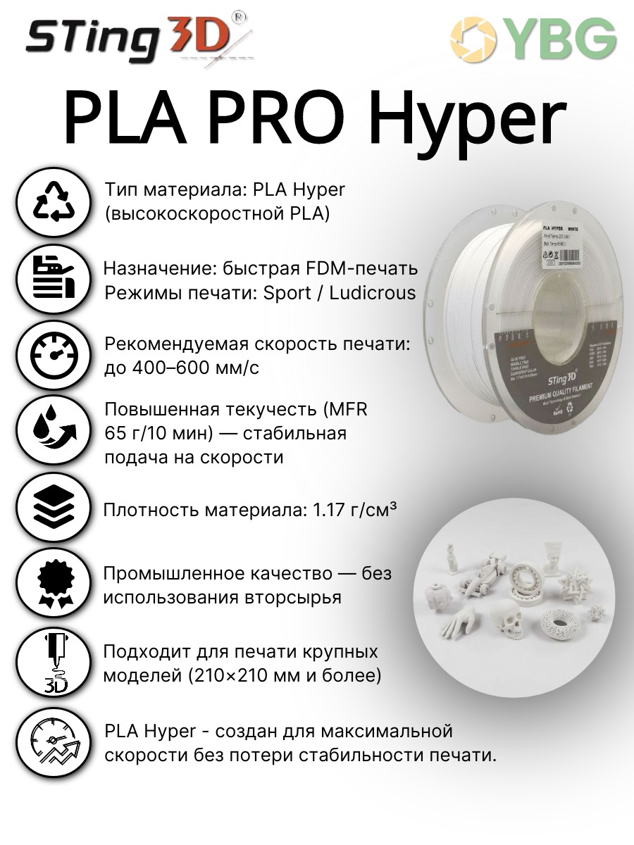 PLA-Hyper пластик Sting3D для 3D-принтера белый 1 кг — фото 6