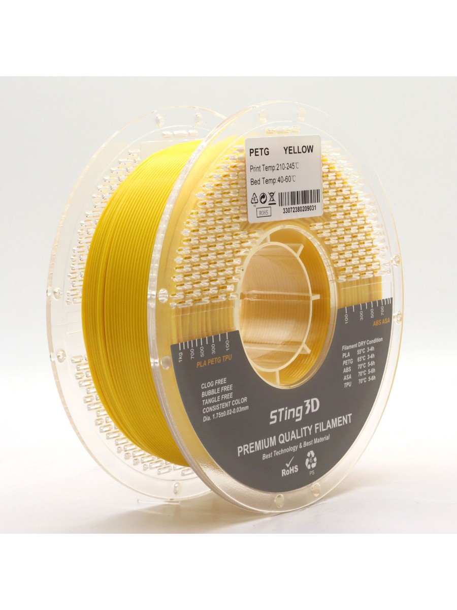 PETG пластик Sting3D для 3д принтера, желтый, 1,75 мм, 1 кг — фото 11