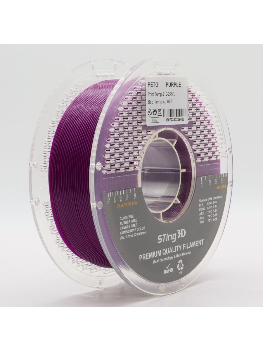 PETG пластик Sting3D для 3д принтер, фиолетовый, 1,75 мм, 1 кг — фото 11