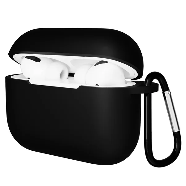 Чехол Gurdini AirPods Pro 2 прорезиненный soft touch с карабином, Black