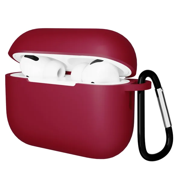 Чехол Gurdini AirPods Pro 2 прорезиненный soft touch с карабином, Burgundy
