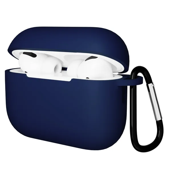 Чехол Gurdini AirPods Pro 2 прорезиненный soft touch с карабином, Dark Blue