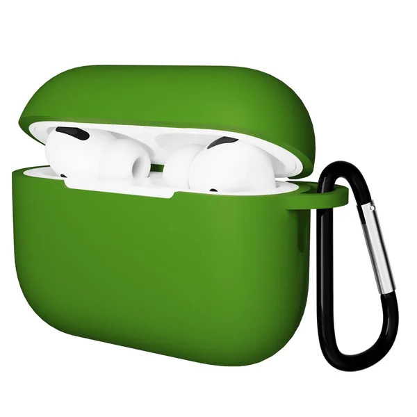 Чехол Gurdini AirPods Pro 2 прорезиненный soft touch с карабином, Dark Green
