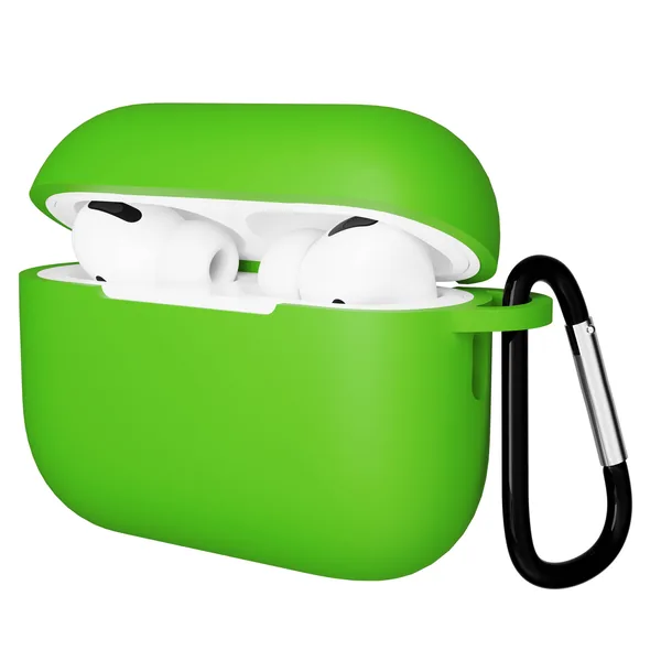 Чехол Gurdini AirPods Pro 2 прорезиненный soft touch с карабином, Green