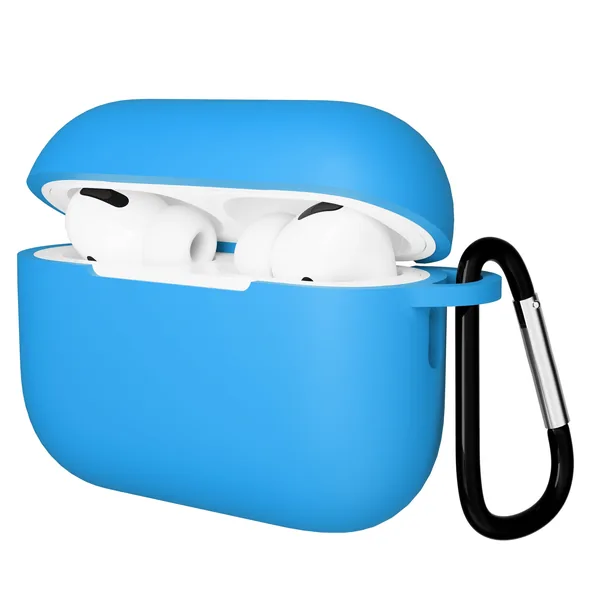 Чехол Gurdini AirPods Pro 2 прорезиненный soft touch с карабином, Light Blue