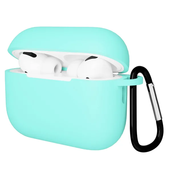 Чехол Gurdini AirPods Pro 2 прорезиненный soft touch с карабином, Mint