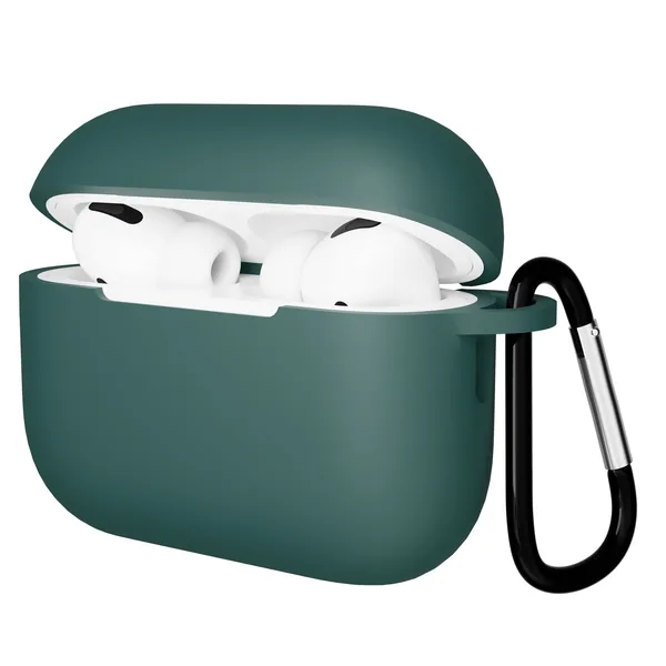 Чехол Gurdini AirPods Pro 2 прорезиненный soft touch с карабином, Pine Green