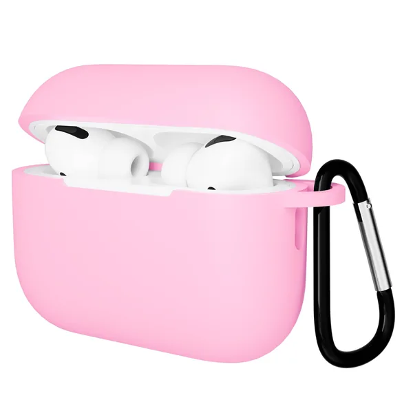 Чехол Gurdini AirPods Pro 2 прорезиненный soft touch с карабином, Pink