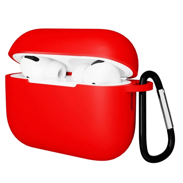 Чехол Gurdini AirPods Pro 2 прорезиненный soft touch с карабином, Red