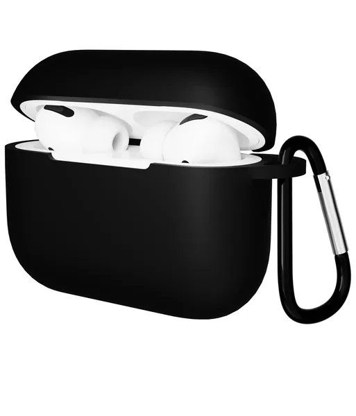 Чехол Gurdini AirPods Pro прорезиненный soft touch с карабином, Black