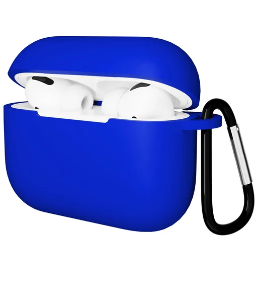 Чехол Gurdini AirPods Pro прорезиненный soft touch с карабином, Blue